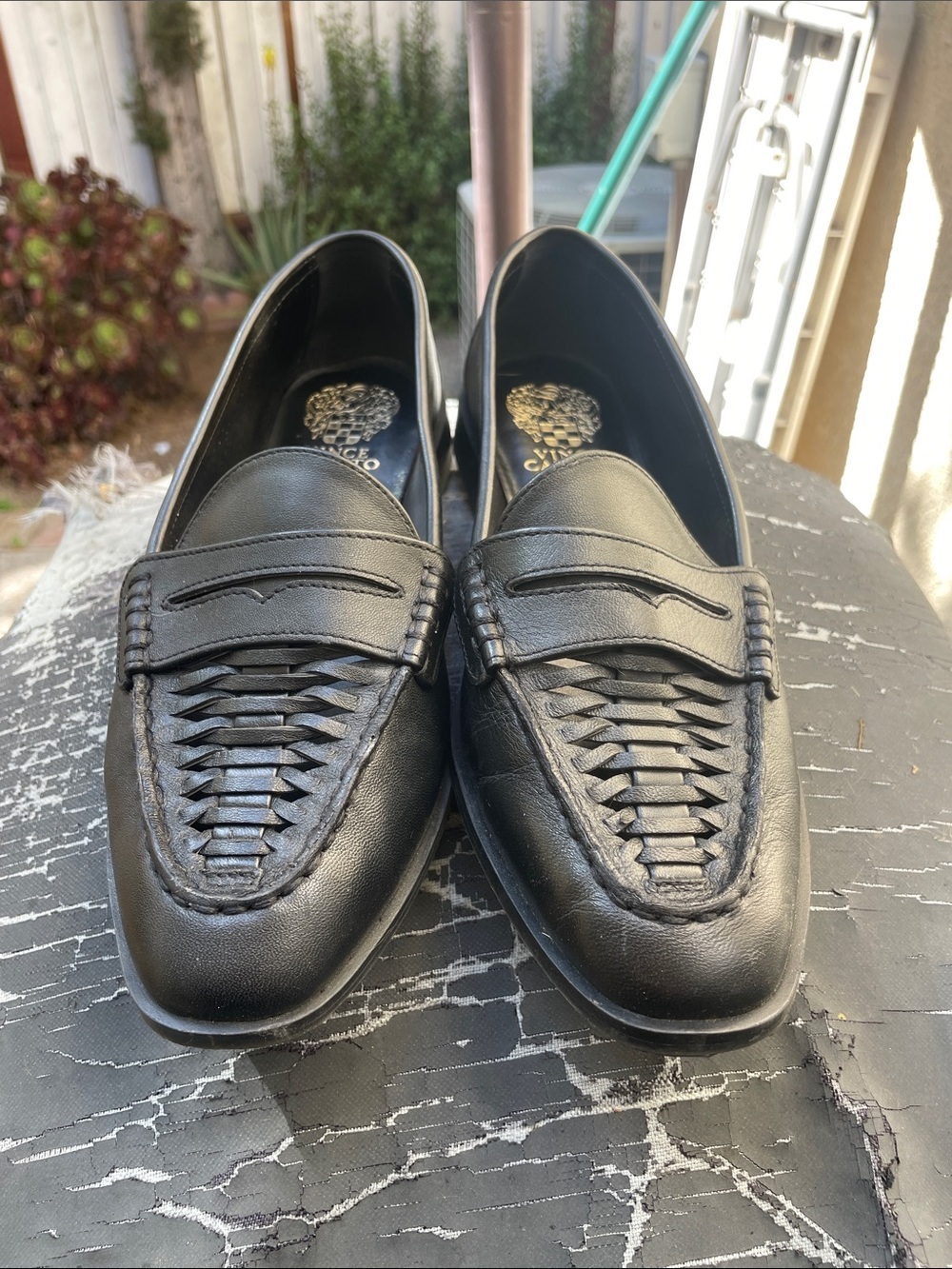 Vince Camuto Black Woven Leather Women’s Loafers 8.5 W